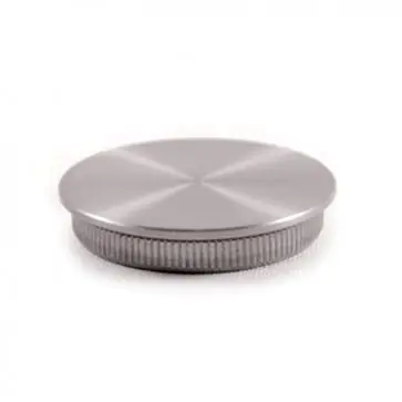 Tappo terminale piano massiccio per corrimani IAMDesign, per tubi satinati da 42,4x2,0 mm, in acciaio inox con zigrinatura, finitura Satinata Speciale Aanbieding