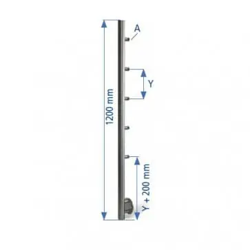 Montante a sezione circolare per corrimano IAMDesign, altezza 1200 mm, diametro montante 42,4 mm, con 5 tondini, in acciaio, finitura Satinata Koop Vandaag