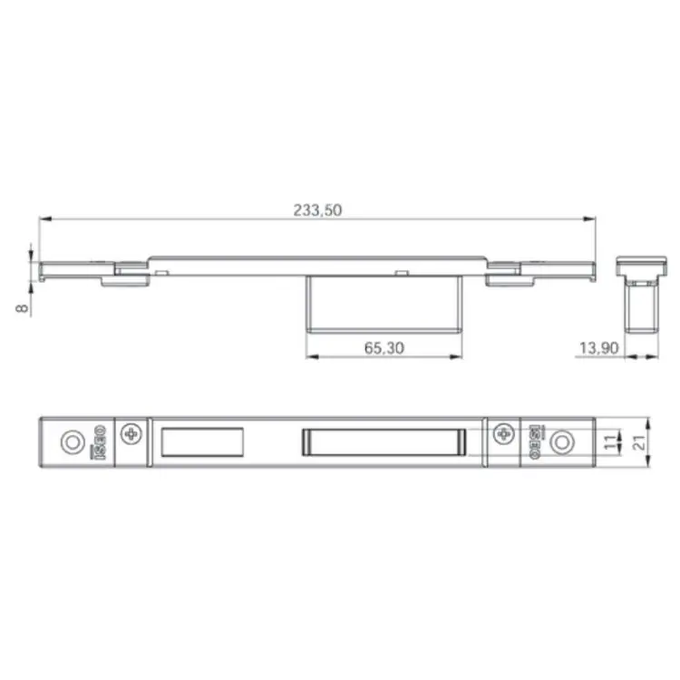 Contropiastra Iseo per serratura Performa profilo R40-50, regolabile, frontale 30x233,5 mm, finitura Nero Meest Verkocht