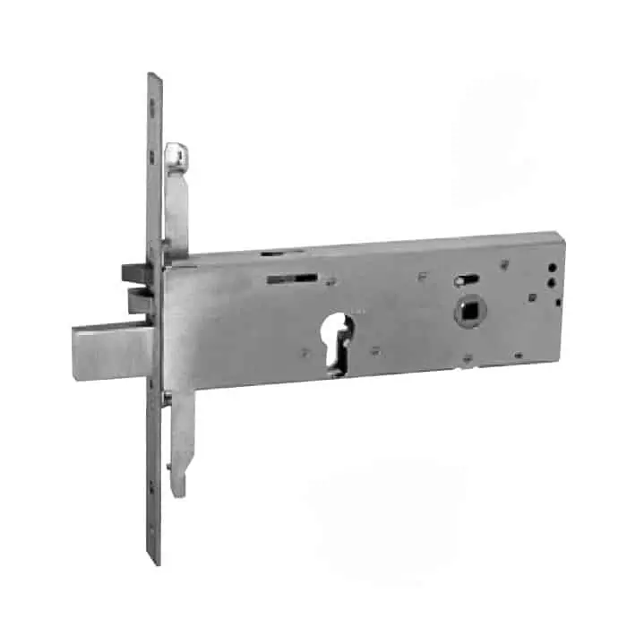 Snelle Levering Serratura elettrica per fascia ISEO, cilindro a profilo europeo, chiusura triplice, frontale 22 mm in acciaio Inox, entrata 100 mm