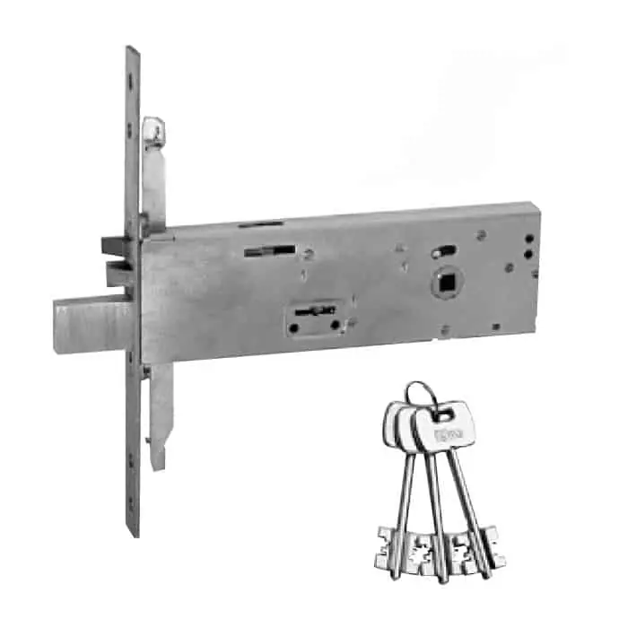 Speciale Aanbieding Serratura elettrica ISEO doppia mappa per fascia, chiusura triplice, frontale 22 mm in acciaio Inox, entrata 90 mm