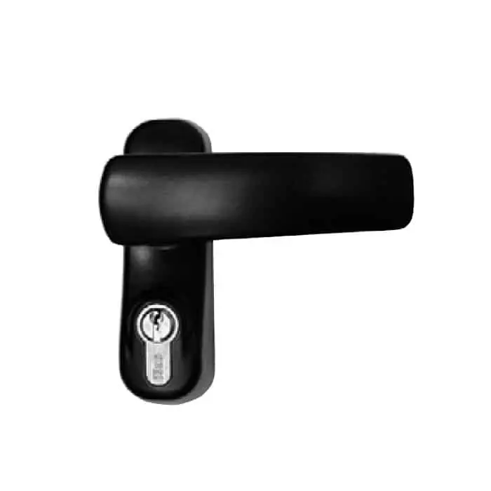Comando esterno Trim per antipanico ISEO, con maniglia e cilindro codice 820930107, colore verniciato nero Snelle Levering
