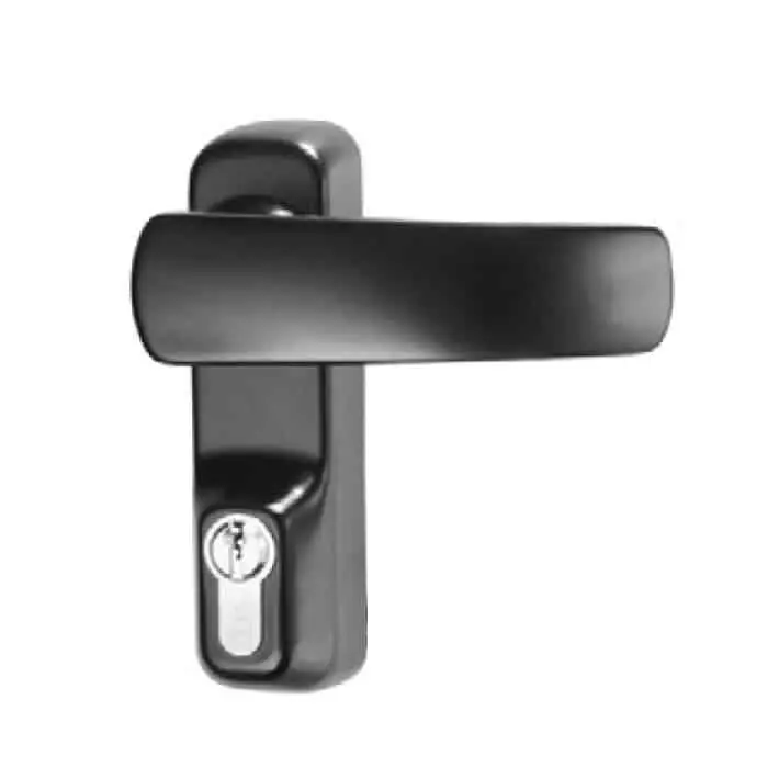 Comando esterno Trim per antipanico ISEO, con maniglia e cilindro codice 820930109, colore verniciato nero Uitverkoop