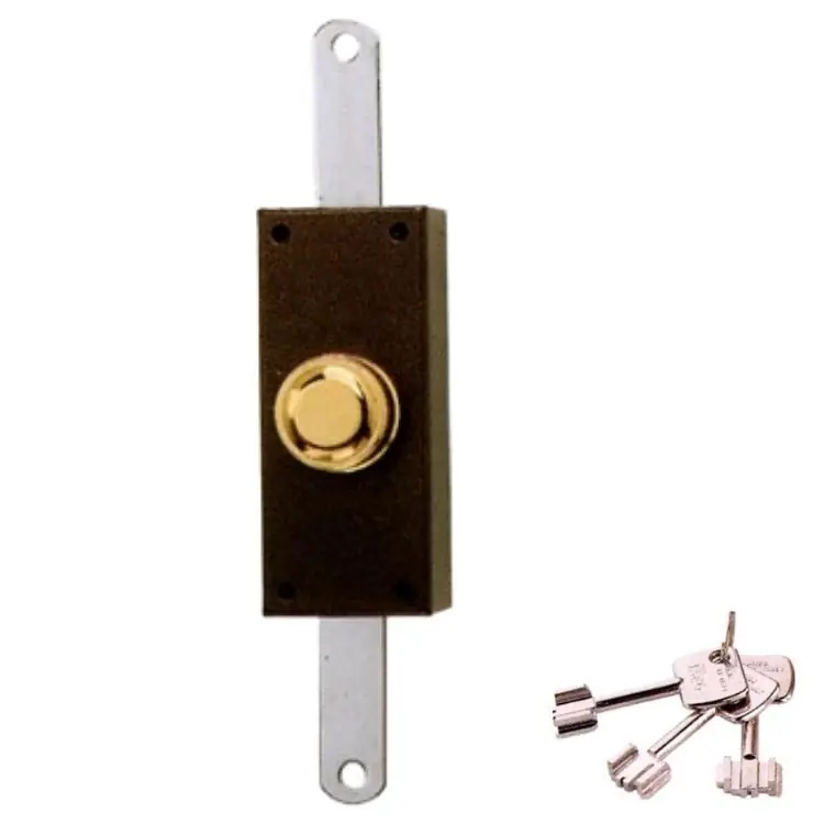 Bestel Nu Serratura Ferroglietto da applicare ISEO, chiusura duplice verticale, cilindro a pompa esterno 60 mm, pomolo interno, finitura Verniciata Bronzo
