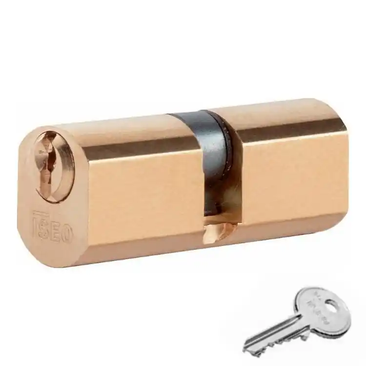 Beperkte Voorraad Doppio Cilindro sfaccettato F5 Iseo per serratura, sagomato profilo Europeo, lunghezza 66 mm 33-33, finitura Ottone