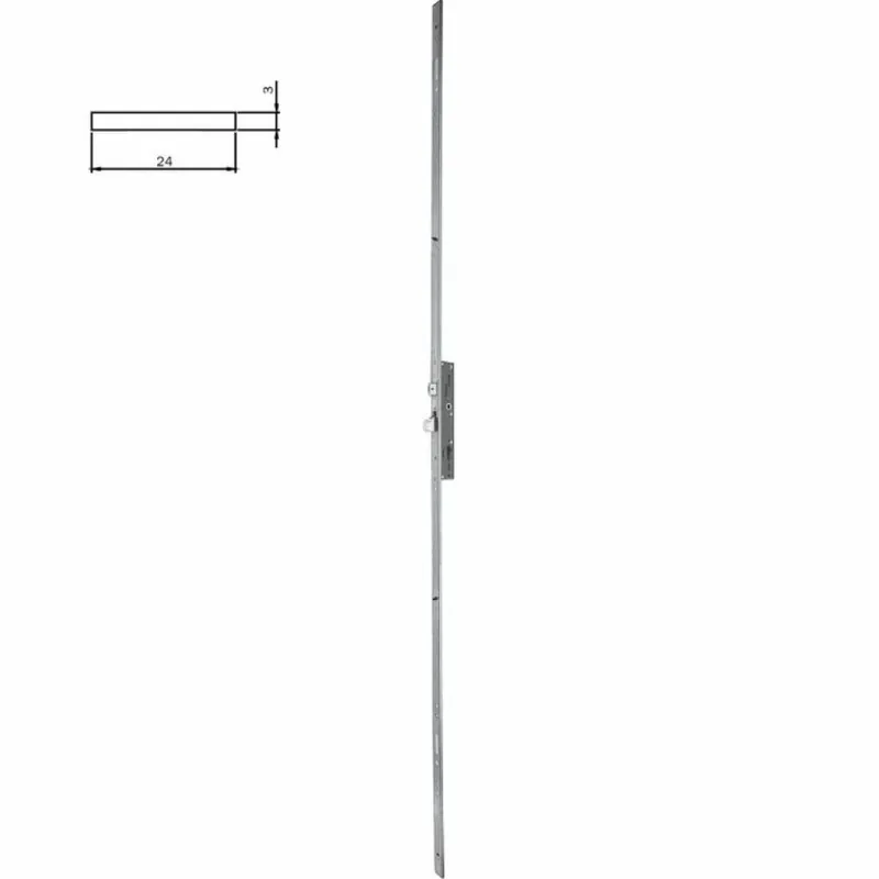 Merkproduct Serratura multiblindo Classic 799110 Iseo per serramenti metallici, entrata 35 mm, interasse 92 mm, frontale piatto 2300x24x3 mm, Acciaio Inox