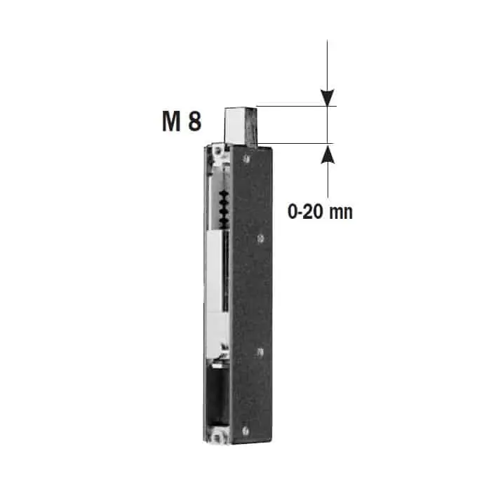 Deviatore ISEO per Multiblindo, chiusura alto, puntale sfaccettato per antisvito diametro 14X55 mm, quadro filetto M8 per puntale Bestel Nu