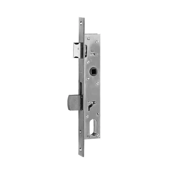 Serratura ISEO da infilare per montanti a scatola aperta, cilindro ovale, scrocco separato, frontale 16x3 mm in acciaio cromato Hoge Kwaliteit