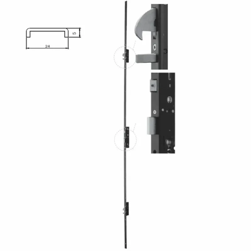 Direct Beschikbaar Serratura multipunto Performa 725553 Iseo per serramenti metallici, entrata 25 mm, interasse 85 mm, frontale U 2300x24x5 mm, Acciaio finitura Nero
