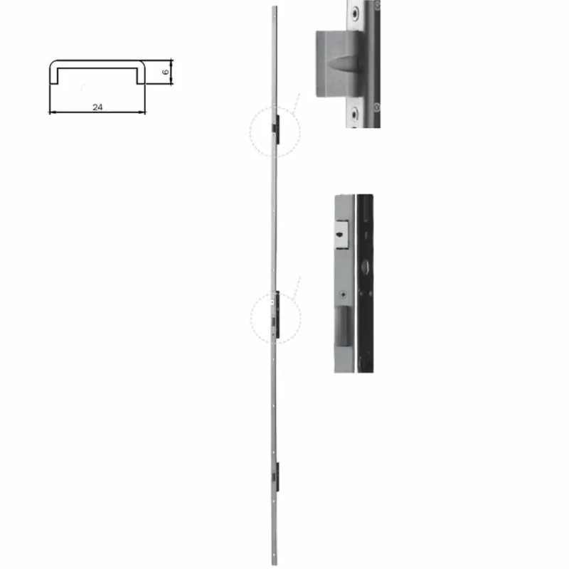 Serratura multipunto Performa 723553 Iseo per serramenti metallici, entrata 35 mm, interasse 85 mm, frontale U 2300x24x6 mm, Acciaio Inox Fabrieksprijs