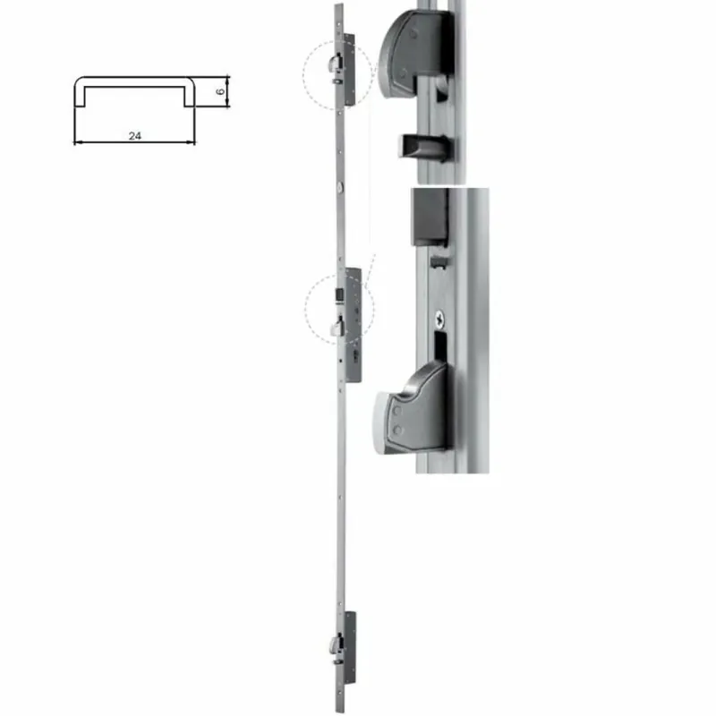 Serratura multiblindo Easy Exit 7A3900 Iseo con funzione antipanico, mano sinistra, entrata 35 mm, interasse 92 mm, frontale a U 2300x24x6 mm, Acciaio Inox Shop Nu