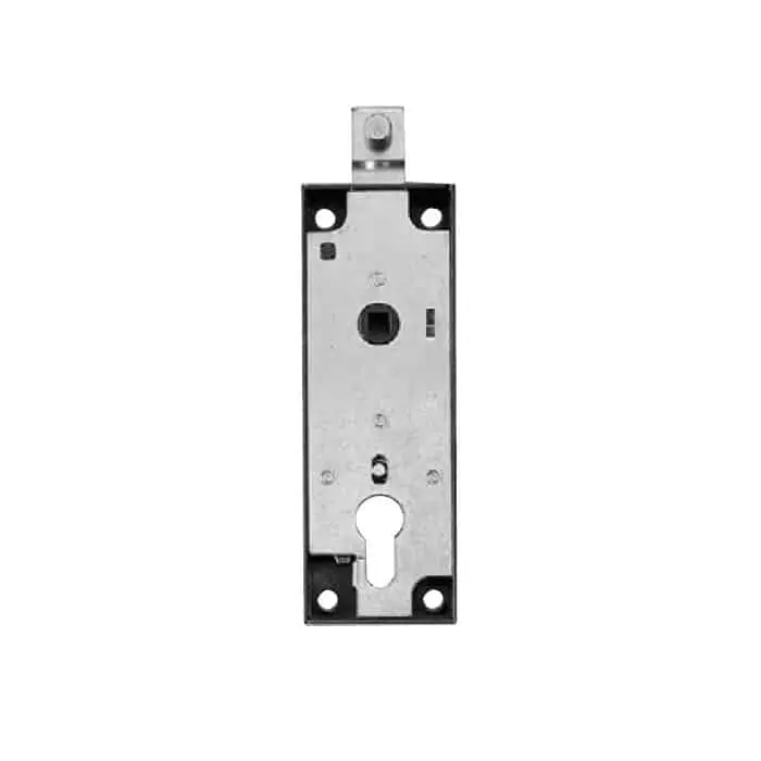 Serratura ISEO verticale per serranda, cilindro a profilo europeo, catenaccio con perno 10x8 mm, scatola verniciata Snelle Levering