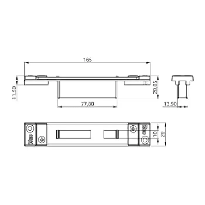 Contropiastra chiusa regolabile ISEO, per deviatori Performa, dimensioni 29x165 mm, colore nero verniciato Bestel Nu