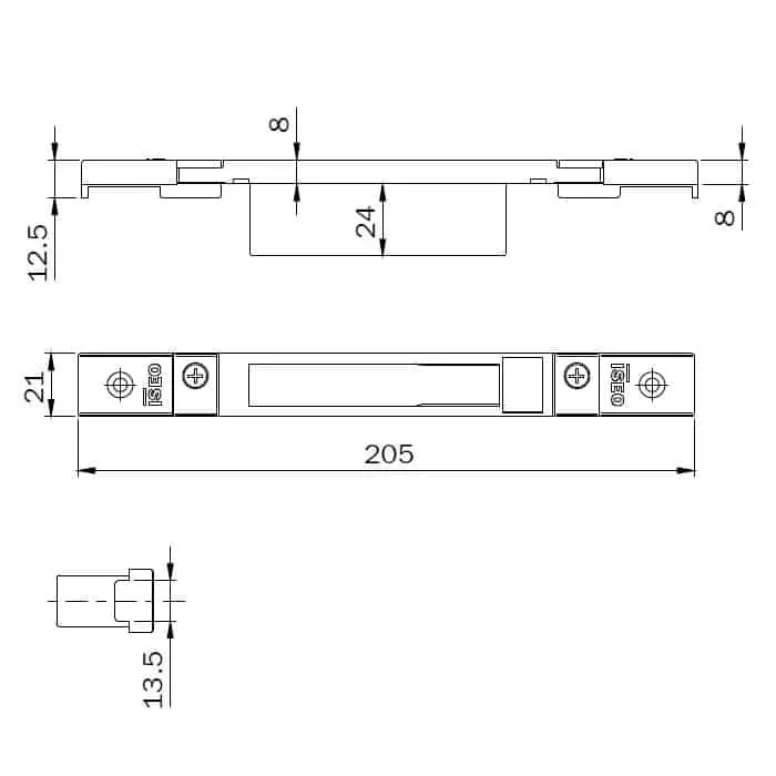 Tijdelijk Beschikbaar Contropiastra chiusa regolabile ISEO, per serratura solo catenacci e deviatori Multiblindo, dimensioni 205x21 mm, colore nero verniciato