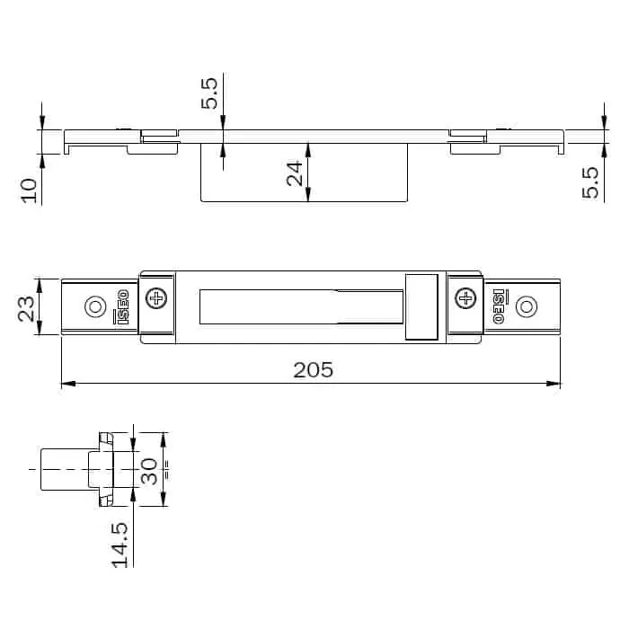 Contropiastra chiusa regolabile ISEO, per serratura solo catenacci e deviatori Multiblindo, dimensioni 205x30 mm, colore nero verniciato Koop Online