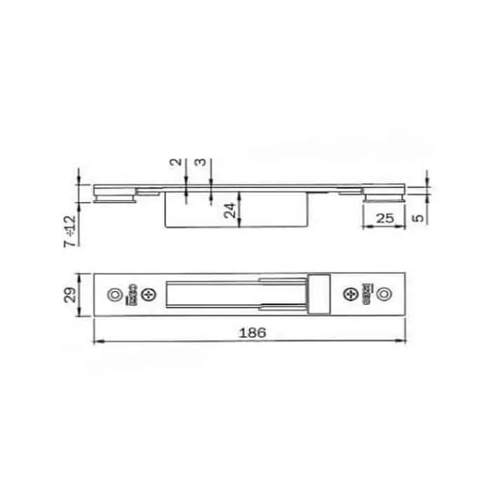 Hoge Kwaliteit Contropiastra chiusa regolabile ISEO, per serratura solo catenacci e deviatori Multiblindo, dimensioni 186x29 mm, colore nero verniciato