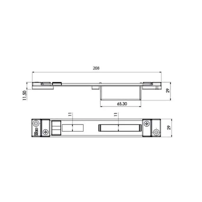 Contropiastra chiusa regolabile ISEO, per serratura centrale elettrica meccanica Performa, dimensioni 29x208 mm, colore nero verniciato Nieuw