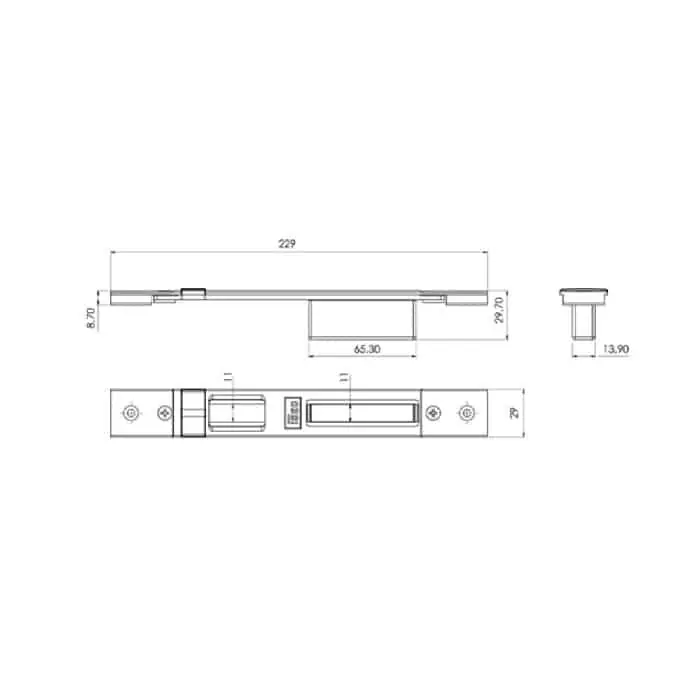 Tijdelijk Beschikbaar Contropiastra chiusa regolabile ISEO, per serratura centrale elettrica meccanica Performa, dimensioni 29x229 mm, colore nero verniciato