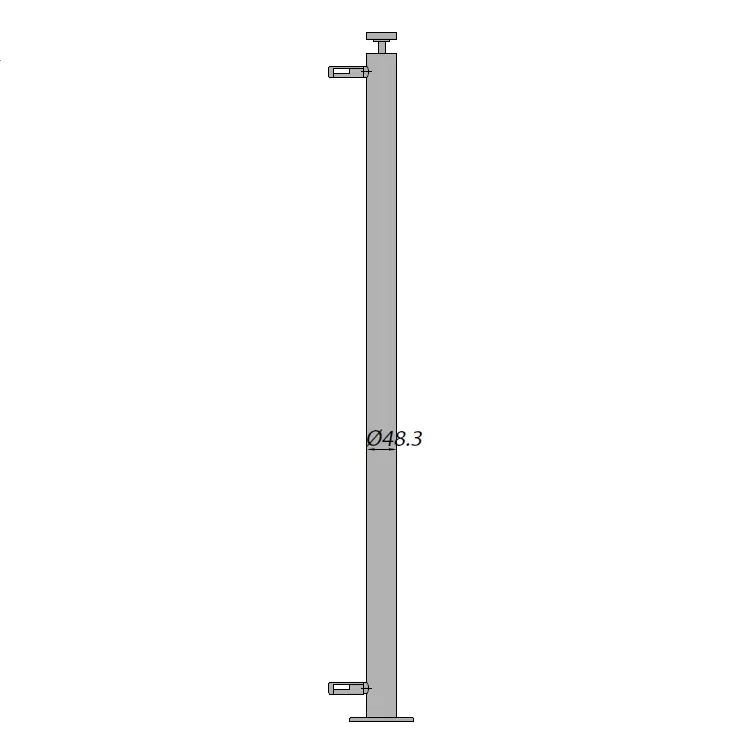 Montante a pavimento tondo Gonzato per ringhiera, diametro 48,3 mm, altezza 1130 mm Nieuw