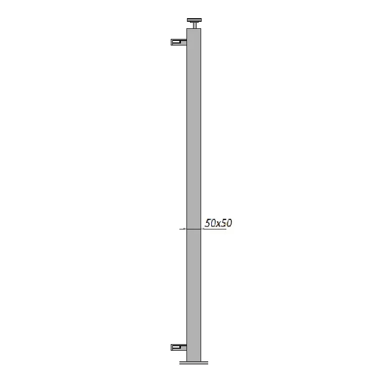 Montante a pavimento quadro Gonzato per ringhiera, dimensioni 50x50 mm, altezza 1130 mm Shop Nu