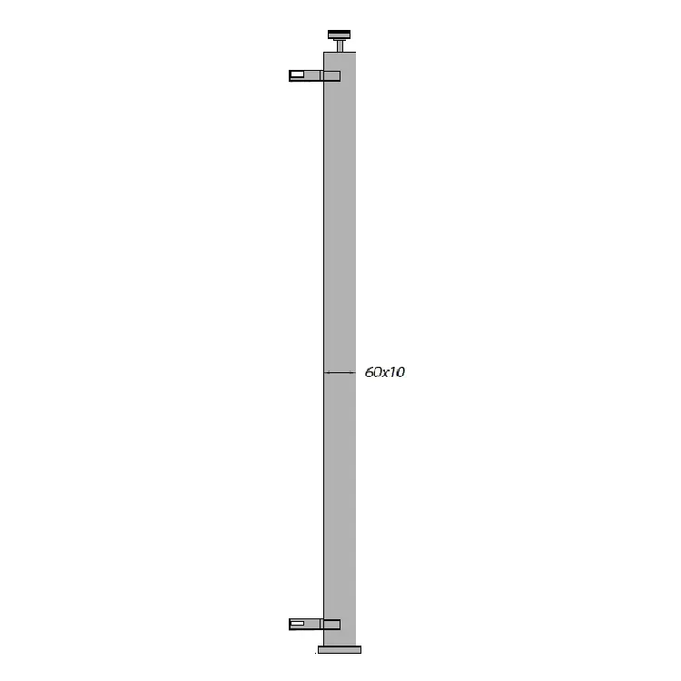 Lage Prijs Montante a pavimento piatto Gonzato per ringhiera, dimensioni 60x10 mm, altezza 1130 mm
