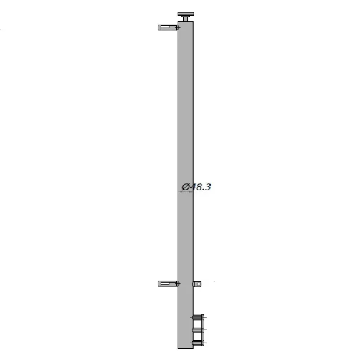 Montante laterale tondo Gonzato per ringhiera, diametro 48,3 mm, altezza 1330 mm Aanbieding