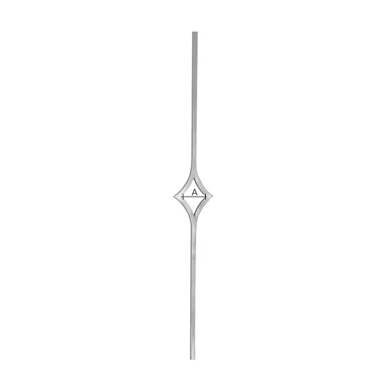 Bestel Nu Paletto Gonzato con 1 rombo larghezza 120 mm per ringhiera, sezione 12x12 mm, altezza 1000 mm