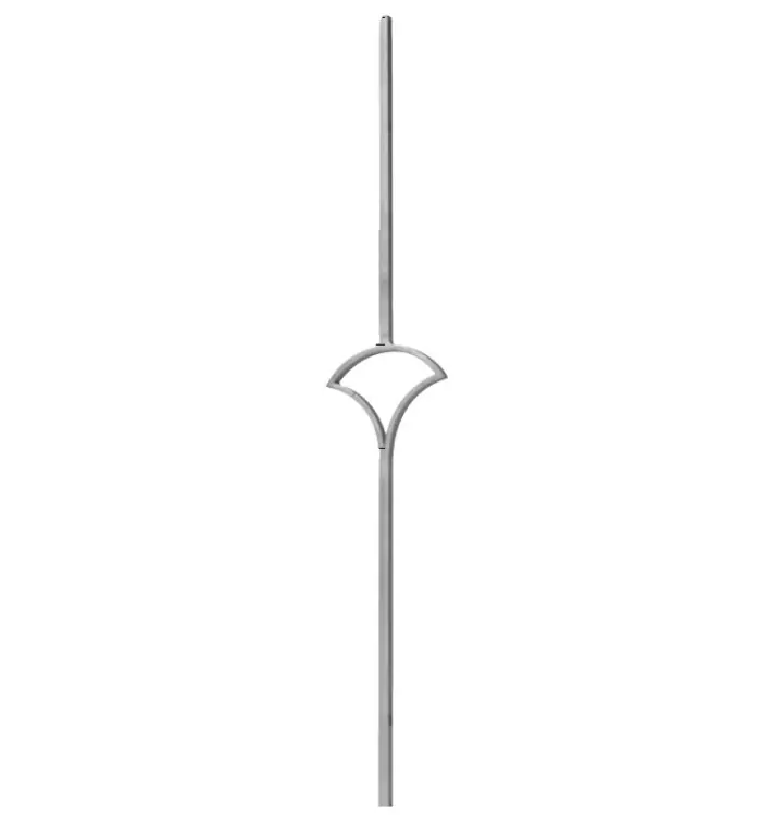 Paletto Gonzato con 1 fungo larghezza 170 mm per ringhiera, sezione 8x14 mm, altezza 1000 mm Nieuw