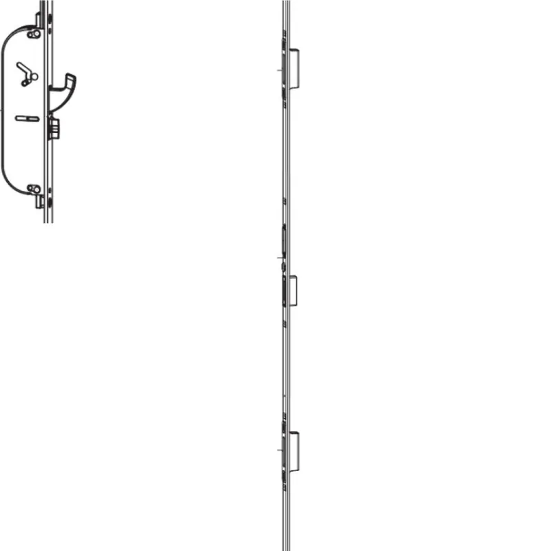 Asta scontri 224651 Maico per serrature 3 chiusure K+980, Sinistro, lunghezza 2200, frontale 24x6 mm, scostamento 13, finitura Argento Rechtstreeks Van De Fabrikant