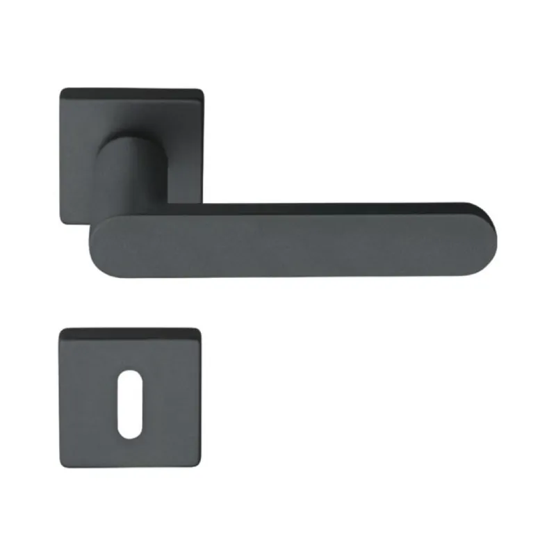 Maniglia Venere per porta, rosetta e bocchetta quadra 50x7 mm, foro Patent, Zama finitura Nero Opaco Beste Prijs