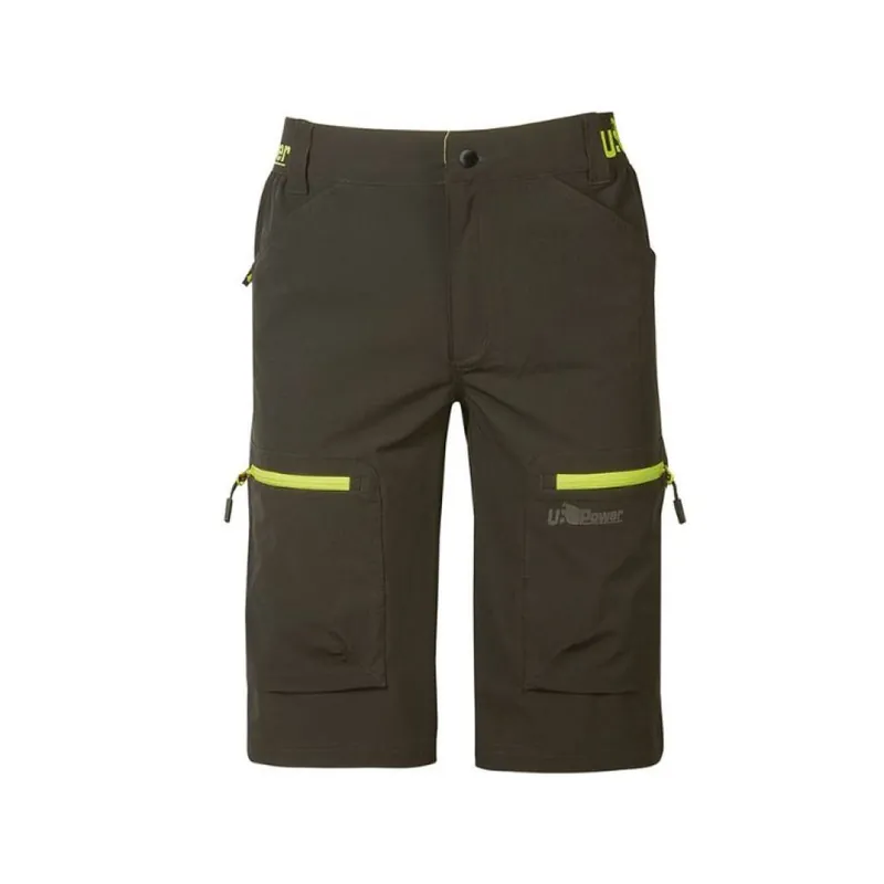 Bermuda Ares U Power pantaloni da lavoro corti, idrorepellenti traspiranti, tessuto U 4, taglia 2XL, colore Dark Green Koopje