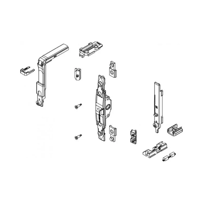 Meccanismo base M180 04767 Giesse per anta a ribalta, profilo Erre 40, manovra Martellina, portata 130 Kg, Acciaio e Zama finitura Silver Superprijs