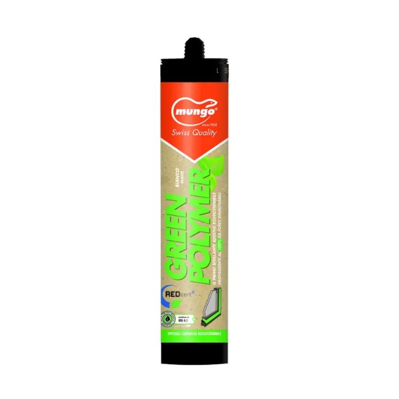 Sigillante adesivo Green Polymer Mungo per materiale di costruzione, sigillante neutro ecosostenibile, cartuccia 300 ml, finitura Bianco Favoriet
