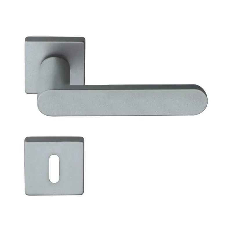 Meest Verkocht Maniglia Venere per porta, rosetta e bocchetta quadra 50x7 mm, foro Patent, Zama finitura Argento