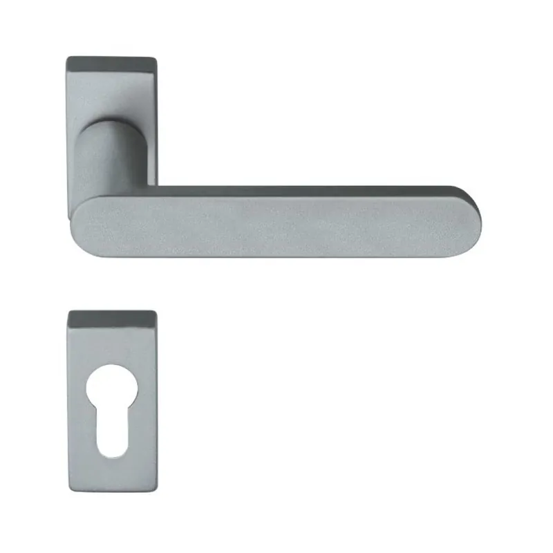 Maniglia Venere per porta, rosetta e bocchetta rettangolare 61x31x10 mm, foro Yale, Zama finitura Argento Laatste Versie