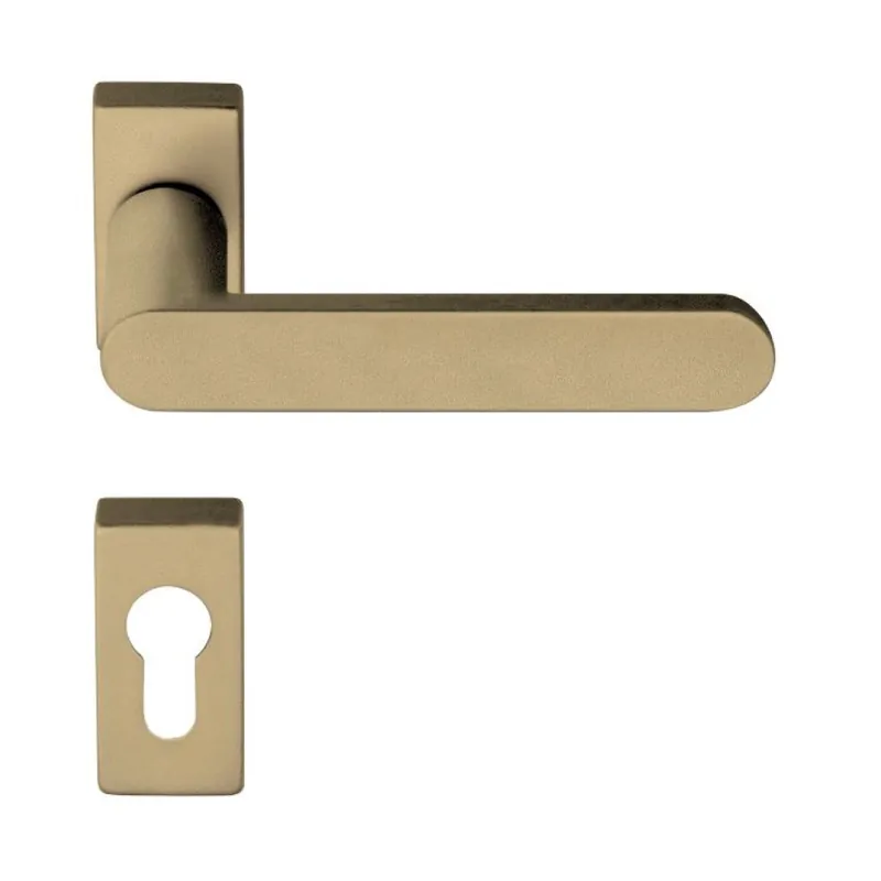 Veilige Betaling Maniglia Venere per porta, rosetta e bocchetta rettangolare 61x31x10 mm, foro Yale, Zama finitura Bronzo Verniciato