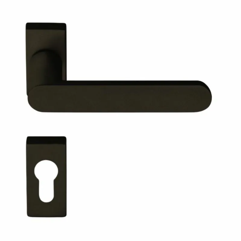 Maniglia Venere per porta, rosetta e bocchetta rettangolare 61x31x10 mm, foro Yale, Zama finitura Nero Opaco Beperkt Aanbod