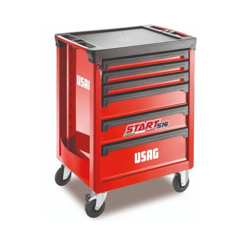 Carrello portautensili Start 516 ST6V Usag, 6 cassetti, vuoto, dimensione 779x515x972 mm, Acciaio finitura Rosso Exclusieve Aanbieding