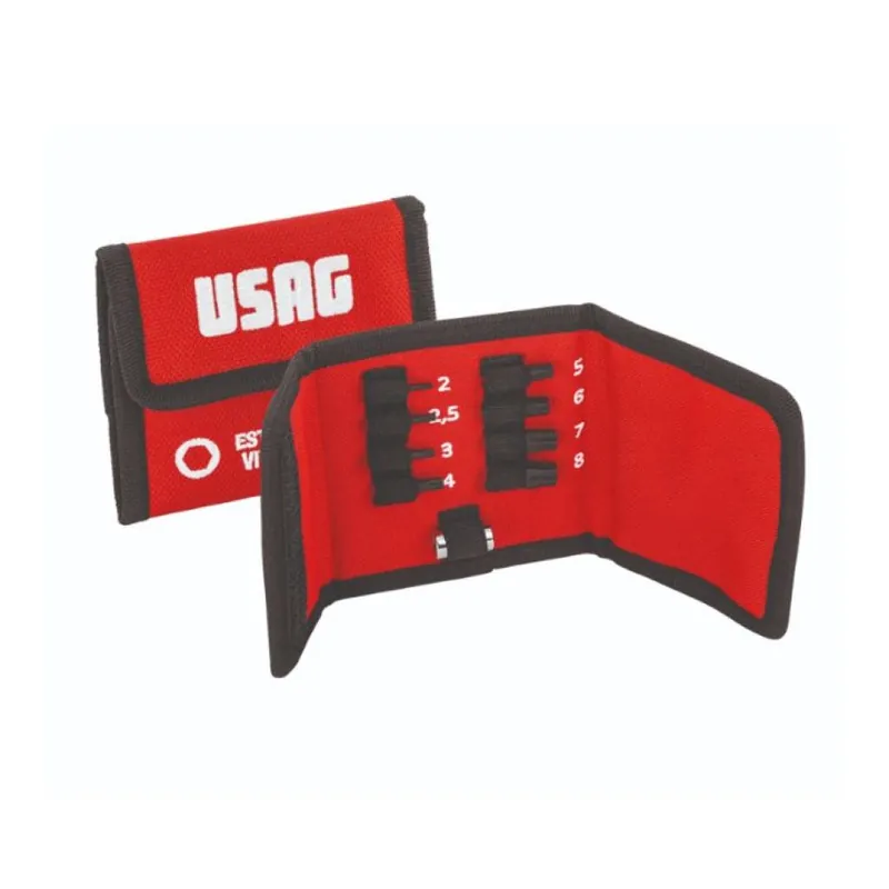 Flitsaanbieding Set 9 estrattori 458 E/B9 Usag per vite esagonale, con astuccio, misure 2-8 mm, Acciaio finitura Fosfatata