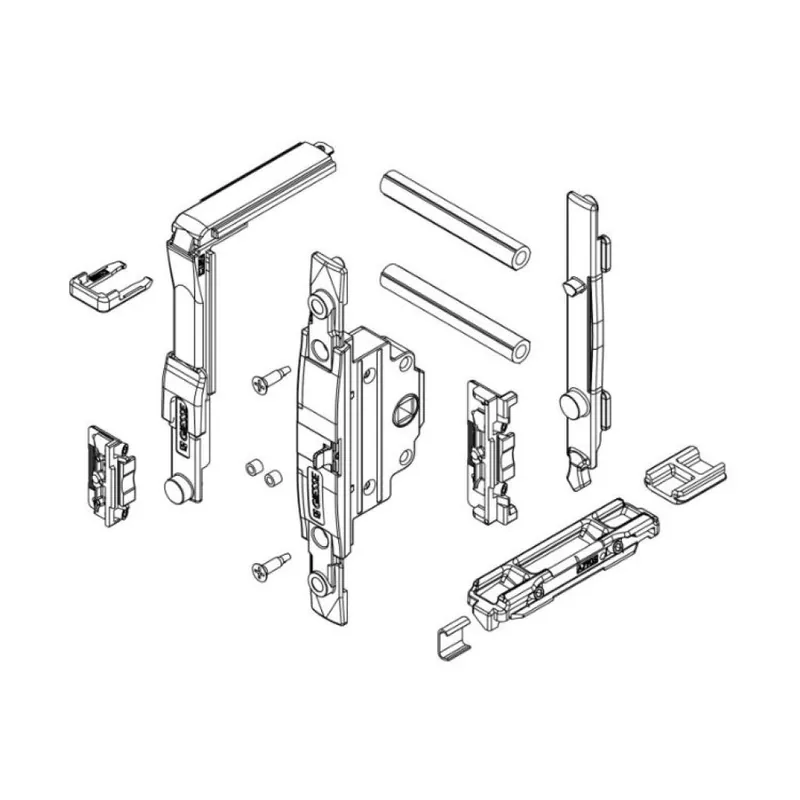Meccanismo base M180 00947 Giesse per anta a ribalta, profilo CU, manovra Martellina, portata 130 Kg, Acciaio e Zama finitura Silver Seizoensaanbieding