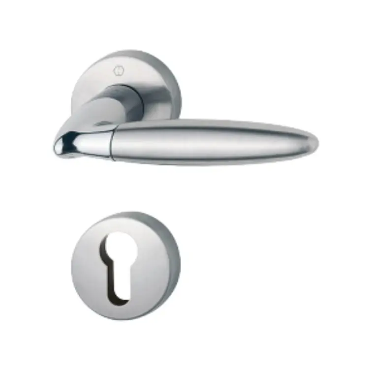 Hete Deal Maniglia Athinai Hoppe per porta interna, rosetta e bocchetta tonda foro Yale, quadro 8 mm, spessore porta 58-73 mm, Ottone finitura Cromo Lucido/Acciaio Inox Satinato F49/F69
