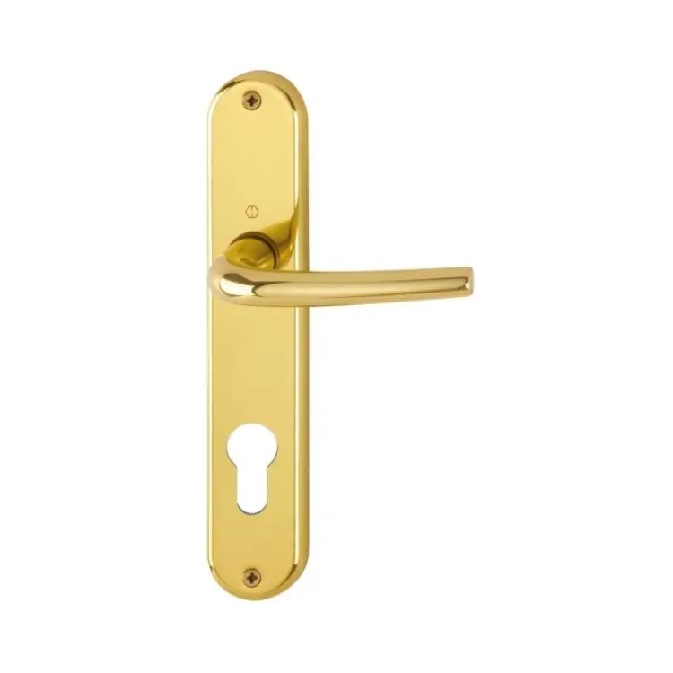 Beperkte Voorraad Maniglia Seattle Hoppe per porta interna, placca tonda foro Yale, quadro 8 mm, spessore porta 47-68 mm, Alluminio finitura Oro Lucido F271