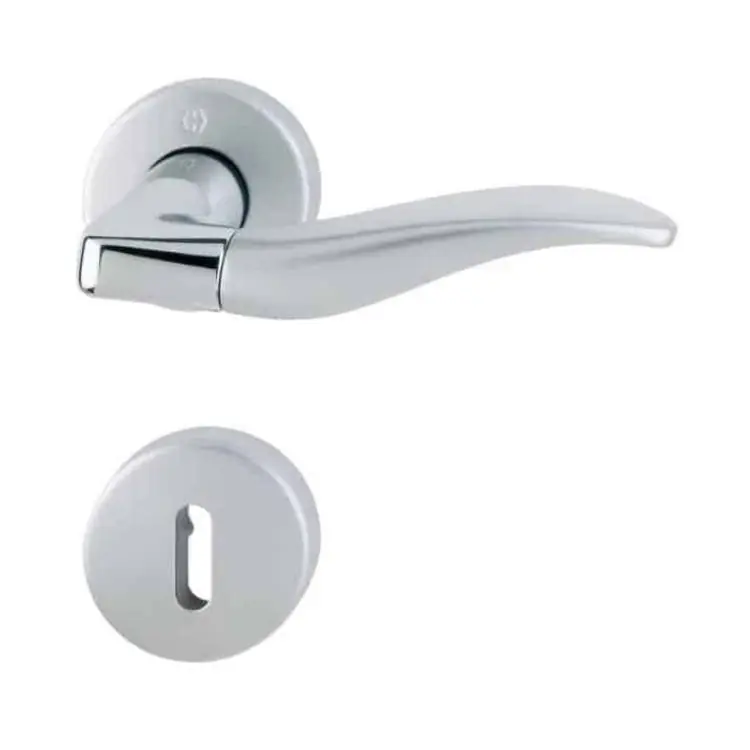 Beperkt Aanbod Maniglia Phoenix Hoppe per porta interna, rosetta e bocchetta tonda foro Patent, quadro 8 mm, spessore porta 32-48 mm, Ottone finitura Cromo Lucido/Satinato Resista F49/F98-R