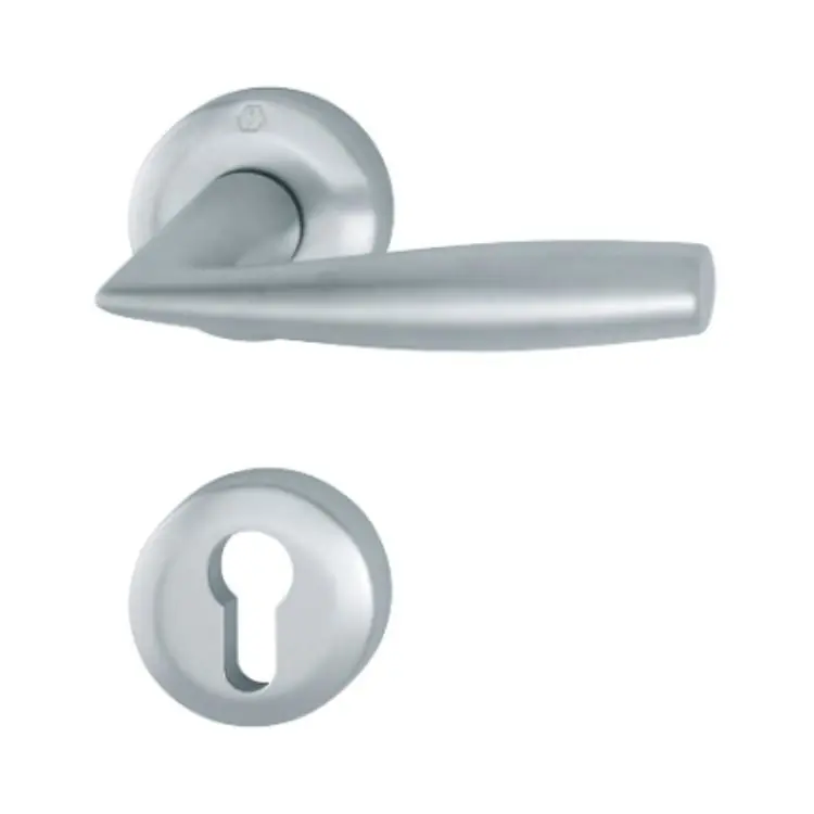 Lage Prijs Maniglia Vitoria Hoppe per porta interna, rosetta e bocchetta tonda foro Yale, quadro 8 mm, spessore porta 59-71 mm, Ottone finitura Cromo Satinato Resista F41-R