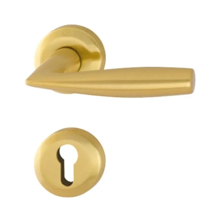 Maniglia Vitoria Hoppe per porta interna, rosetta e bocchetta tonda foro Yale, quadro 8 mm, spessore porta 59-71 mm, Ottone finitura Satinato F72 Voordeelprijs