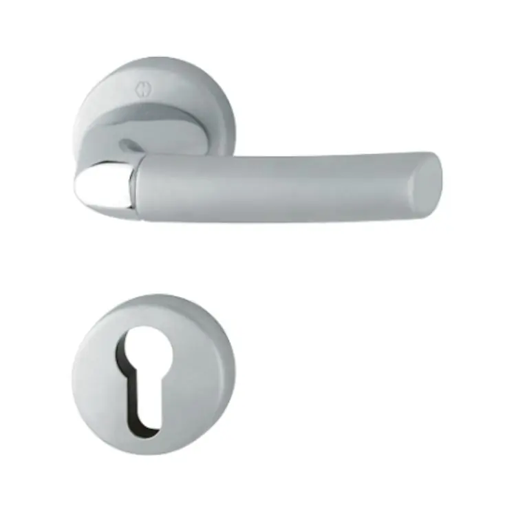 Meest Verkocht Maniglia Bruxelles Hoppe per porta interna, rosetta e bocchetta tonda foro Yale, quadro 8 mm, spessore porta 59-71 mm, Ottone finitura Cromo Lucido/Opaco Resista F49-R/F98-R