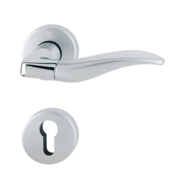 Rechtstreeks Van De Fabrikant Maniglia Phoenix Hoppe per porta interna, rosetta e bocchetta tonda foro Yale, quadro 8 mm, spessore porta 57-70 mm, Ottone finitura Cromo Lucido/Satinato Resista F49/F98-R