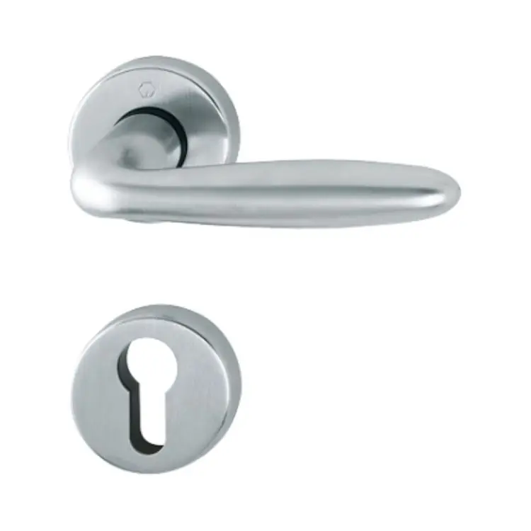 Weekendaanbieding Maniglia Verona Hoppe per porta interna, rosetta e bocchetta tonda foro Yale, quadro 8 mm, spessore porta 60-73 mm, Ottone finitura Cromo Satinato Resista F41-R