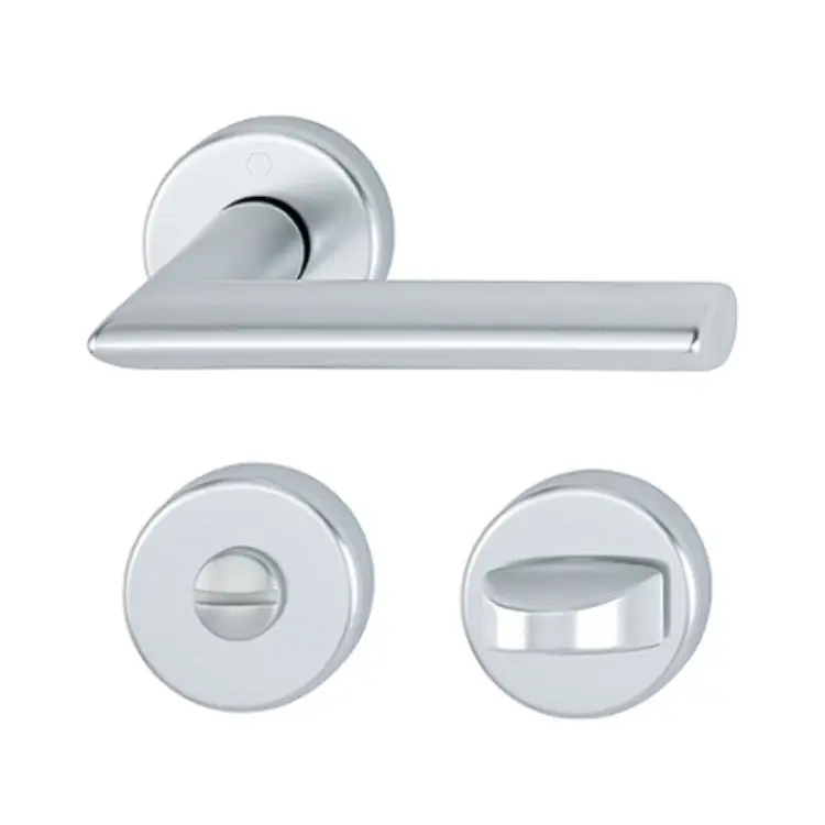 Maniglia Stockholm Hoppe per porta interna, rosetta e nottolino Wc, quadro 8 mm, spessore porta 37-47 mm, Alluminio finitura Argento F1 Gecertificeerd