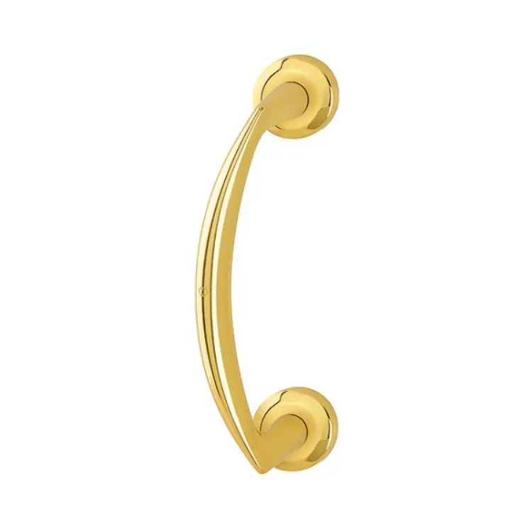 Koop Online Maniglione zancato Vitoria Hoppe per porta, interasse 210 mm, su rosetta tonda 52 mm, Ottone finitura Lucido Resista F77-R
